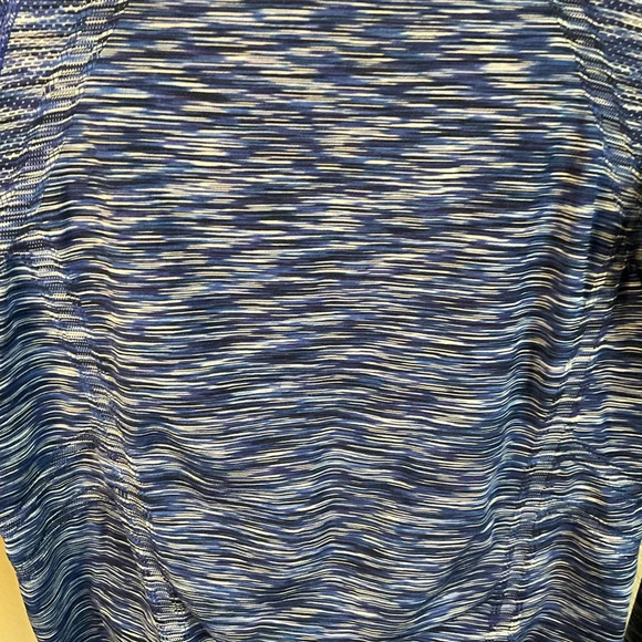Athleta Womens Medium Fastest Track Long Sleeve Blue Space Dye Ruched Top - Picture 3 of 5